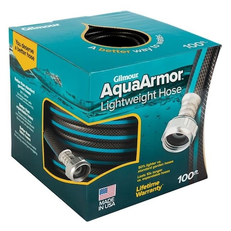 Gilmour Gilmour 7012483 0.5 in. Dia. x 100 ft. Aquaarmor Plastic Garden Hose; Black 7012483